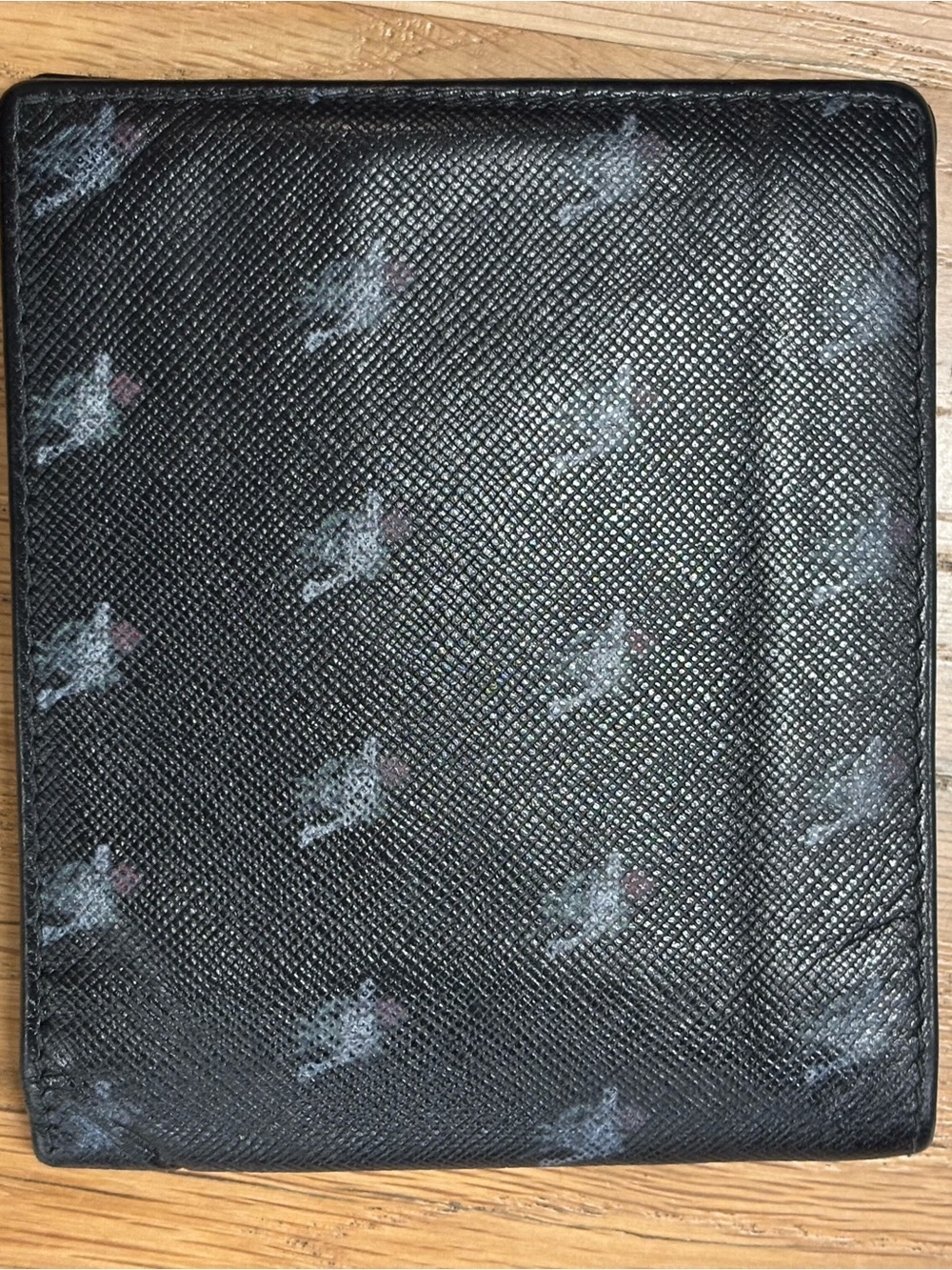 Prada Black Saffiano Leather Card Holder Wallet with Printed Motif - Picture 9 of 9